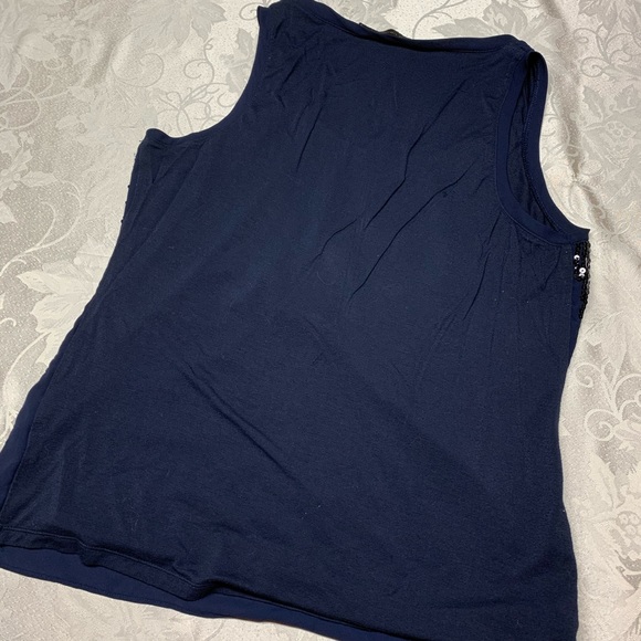 The Limited Silk Tank Navy Blue Sequins, Modal L - Picture 5 of 8